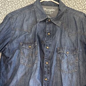 Wrangler Men's Retro Denim Western Shirt - Blue